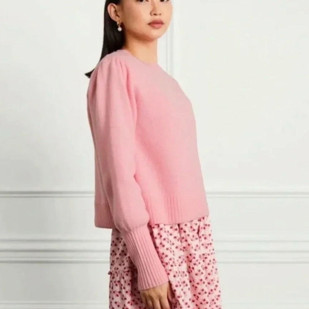 Hill House Sweater Merino Wool Cropped Puff Sleeve XXL Pink Ballet Feminine Soft